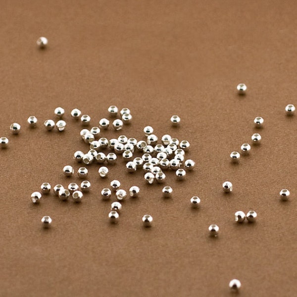 300pc, 2mm Beads, 2mm Sterling Silver Beads, Polished Plain Beads, Round Seamless Beads, Seed Beads, .925 Silver spacers, Tiny Baby Balls
