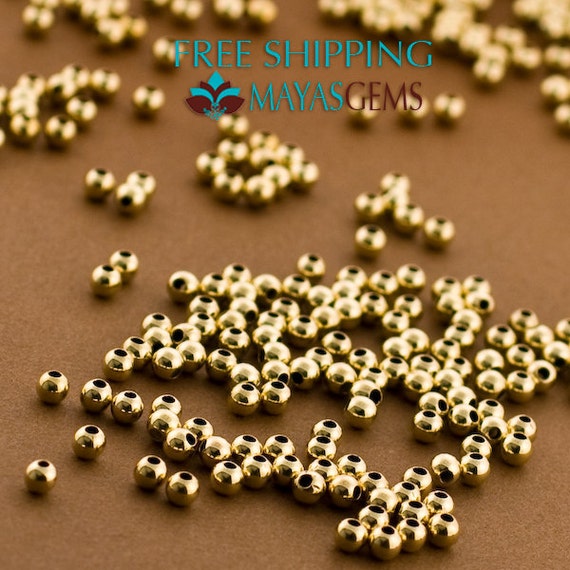 14kt 3mm Round Smooth Beads 14K Solid Gold (QTY=10) 3mm(10)