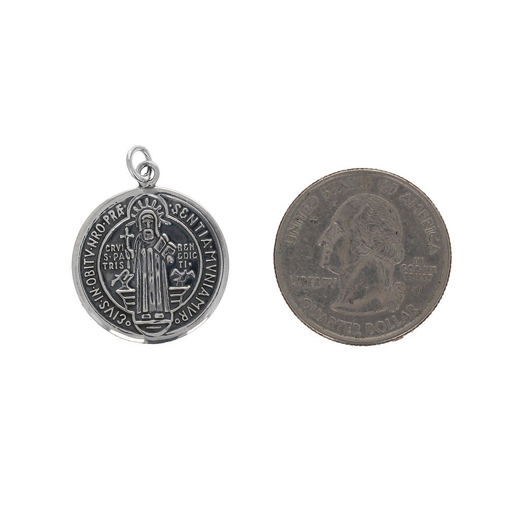 5 Médailles Saint Benoît Plaquées Argent - 21 Mm, L'une Des Plus Anciennes Médailles De Protection Chrétienne - 4