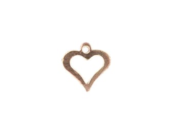 Gold Heart Silhouette Charm, Genuine 14 Karat Gold, Open Heart Charm, Dainty Charm, Gold Heart Charm, Perfect for a Necklace or Bracelet!