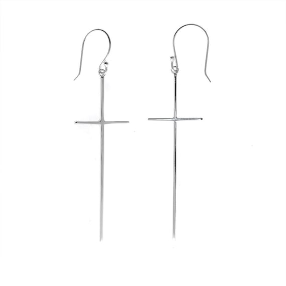 Thin cross earrings deals