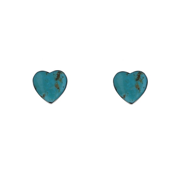 Turquoise Heart Studs, 925 Sterling Silver, Turquoise Earrings, Silver Earrings, Heart Earrings, Turquoise Hearts, Genuine Turquoise, E12468