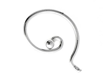 50pc, Sterling Silver Ear Wire, Mini Bead End Ear Hooks, 20 gauge Hard Wire Hooks for Earrings, 925 Pure, Stamped, Wholesale Lots, SS995