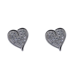 Sterling Silver, Pave CZ Heart, 8mm Heart Studs, Pave Cubic Zirconias, 925, Mini Stud Hearts, Post Back Earrings, Gold Heart Studs, E68002