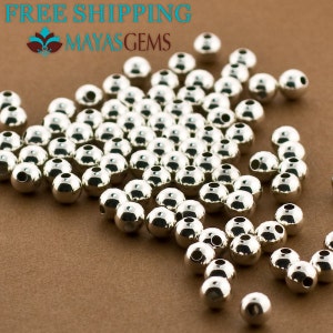 50pc, 5mm Beads, 5mm Sterling Silver Beads, Silver Beads, Round Seamless Beads, US Made, High Polished, Wholesale silver