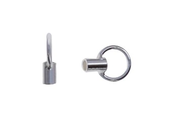 May include: Two silver-toned metal jewelry findings, one with a loop and the other with a loop and a small cylinder. The findings are used for attaching jewelry components.