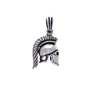 May include: Silver pendant in the shape of a Spartan helmet with a plume on top.