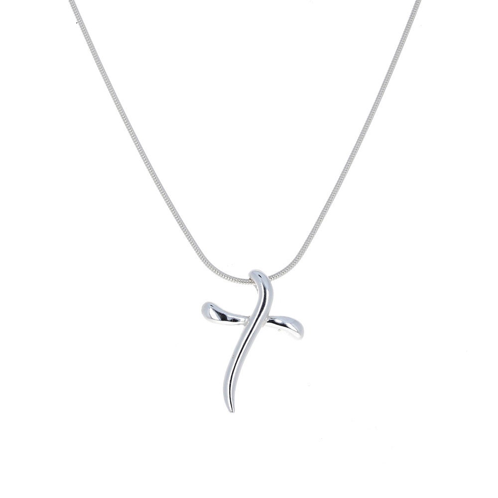 WAVY PENDANT NECKLACE-SILVER925-ネックレス Sterling Silver, Wavy Cross Pendant, Pendant, Silver, 925, Chain