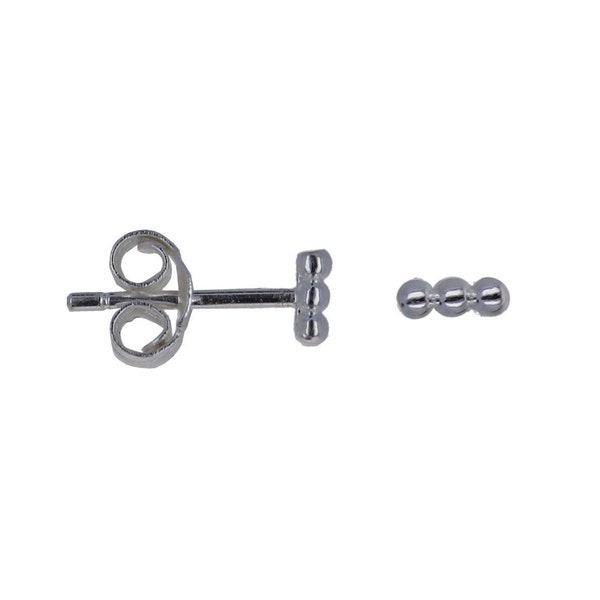 Sterling Silver, Beaded Bar Studs, Mini Bead Earrings, 2nd Hole Studs, Baby Studs, Genuine 925 Silver, Trendy Silver or Gold Earrings
