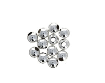 10 pcs - 5mm Sterling Silver Large Hole Beads, 2mm Hole, Round Seamless Beads, 925 Sterling Silver, Big Hole 5mm Beads