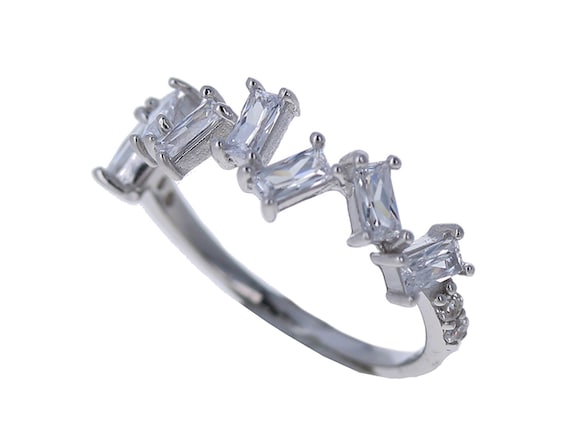 Sterling SilverZig Zag Wire Band Gemstone Ring Sterling SilverZig Zag Wire Band Gemstone Ring