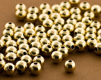 50pc - 6mm Gold Filled Seamless Round Beads. Plain Gold Spacer Beads. 14kt Gold Filled. Medium Polished Spacer Beads, Make Bracelets, Necks