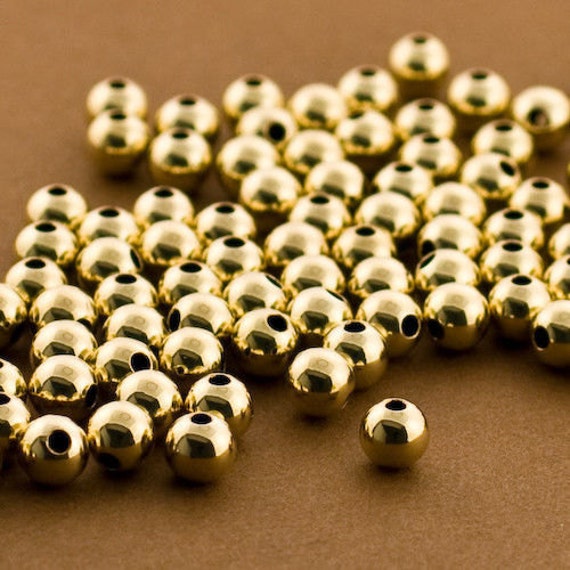 50pc 6mm Gold Filled Seamless Round Beads. Plain Gold Spacer Beads