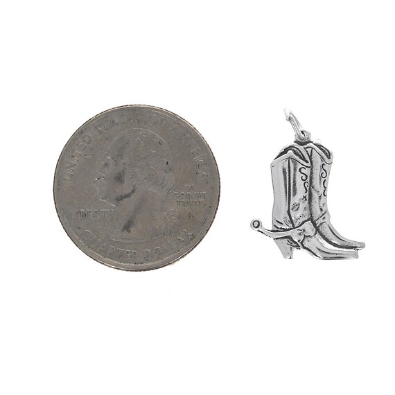 Small Cowgirl Boot Charm Cowboy Antiqued Sterling Silver Small Cowgirl Boot Charm Cowboy Antiqued Sterling Silver
