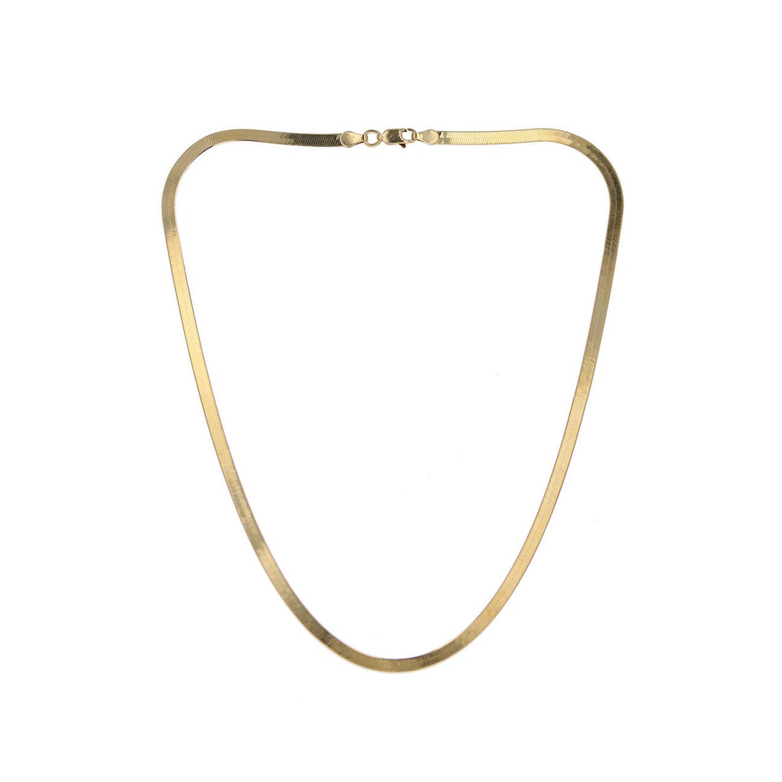 Gold Herringbone Necklace 16 Inch Sterling Silver Gold Etsy