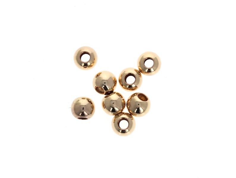 2mm Hole Round Seamless Beads 5mm Gold Filled Large Hole Beads 50 pcs 14KT Gold Filled