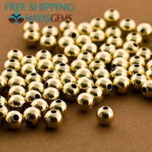 50pc, 5mm Gold Filled Beads, Medium Gold Filled Beads, 5mm Beads, Seamless. 2 Hole Balls, Made in USA 14/20 14kt