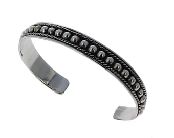 Sterling Silver Braided Cuff with Milgrain, 925, Silver Cuff, Milgrain Bracelet , B12317