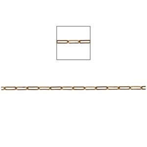 Small Paperclip Chain - 14KT Gold Filled, Rectangle Link Chain, Elongated Gold Chain, Genuine 14karat GF, Chain By the foot, 2903F