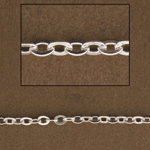 10ft, Sterling Silver Cable Chain. Thin Flat Cable Chain, Jewelry Design, Dainty, Delicate Silver Chain, US made chain, 1617F