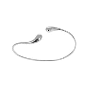 Sterling Silver, Teardrop Cuff, Polished Puff Teardrops, Silver Open Cuff Bracelet, 1.8mm Wire, 925 Sterling Silver Cuff