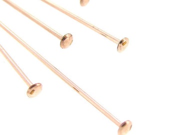 Gold Head Pins, 20pcs, Gold Filled 2.5 inch Head Pin, 24 gauge, 14kt Goldfilled Domed Pins, Nail Head Pin, Jewelry Earring Findings, Thin