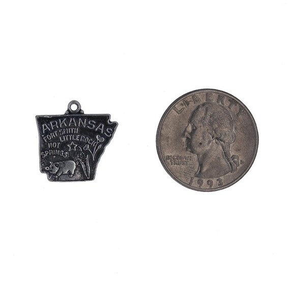 Arkansas State Charm Antiqued Sterling Silver Arkansas State Charm Antiqued Sterling Silver