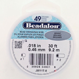 Beadalon 49 strand beading wire .018 (.46mm), bright color, 10' spool  (3.1 m)