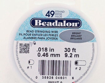 Beadalon Wire, Beadalon 49 Strand Beading Wire, .018 30ft & 100ft Spools, Beading Wire, Flexible Beading Wire, Nylon coated Stainless Steel