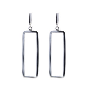 Modern Sterling Silver Rectangle Drop Earrings, Minimalist and Chic Design Made with Genuine 925 Sterling Silver