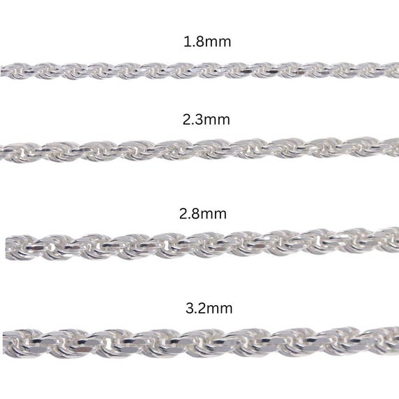 Silver Lines 925 Sterling Silber Seilkette – Diamantschliff, 2,5 Mm Stärke, Made In Italy Sterlingsilber Kette
