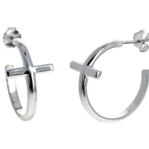 Cross Post Sterling Silver Hoops High Polished 925 Genuine Silver 25mm