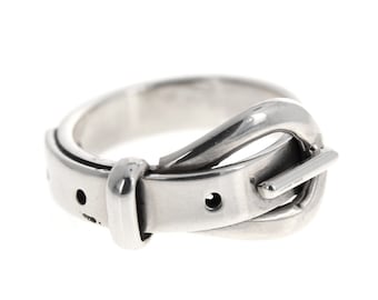 Sterling Silver Buckle Ring, 5mm Band, Belt Ring, Novelty Ring, .925 Sterling Silver, Western Jewelry, Genuine Silver