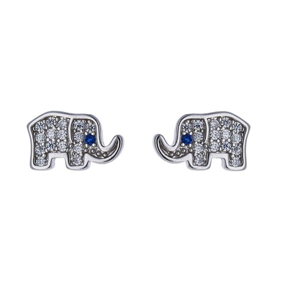 Sterling Silver Small CZ Elephant Post Earrings Sterling Silver Small CZ Elephant Post Earrings