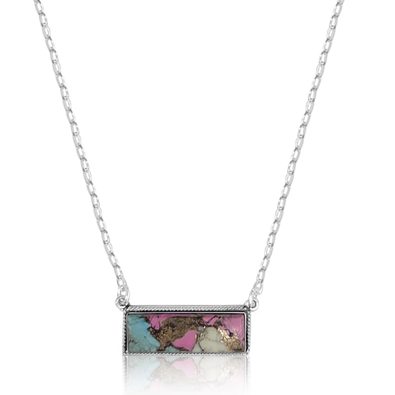 Cotton Candy Dahlia Bar Necklace, Bold, Statment Necklace  display picture 1