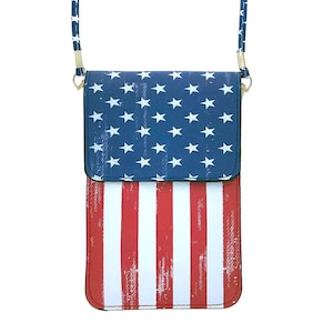 American Flag Crossbody Purse, Crossbody Purse, Fourth of July, Patriotic, Adjustable Strap, Gifts for Her, Themed Bags, USA Flag Bag