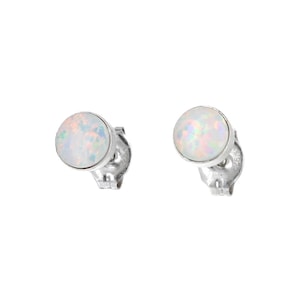 Sterling Silver, Opal 5mm Studs, Bezel Set, Post earrings, 925, Post Earrings, Genuine Silver