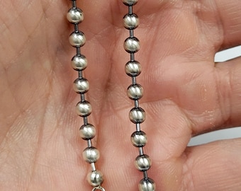 Navajo Bead Chain, 4mm Beaded LInk Chain, Antiqued Navajo Style Bead Chain, 16, 18, 20, 24 inch lengths, Genuine .925 Sterling Silver