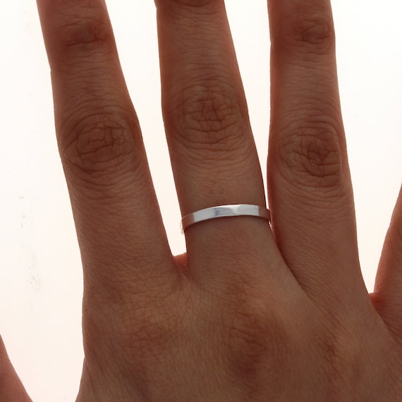 Sterling Silver, Flat Silver Band, Rings, Stackable Rings, Silver,  Thumb Rings, Mid Finger Rings, Genuine Silver Plain Band Rings, 2mm