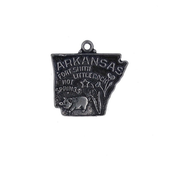 Arkansas State Charm Antiqued Sterling Silver Arkansas State Charm Antiqued Sterling Silver