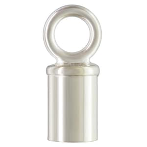 May include: Silver metal curtain rod finial with a round loop at the top.
