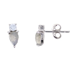 Mini Abstract Labradorite Studs Sterling Silver Tiny Earrings Dainty 8mm