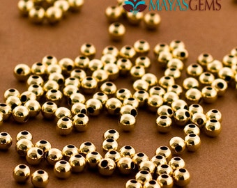 Extra Großloch 3 mm Gold Filled Perlen, 100 Stück 14kt GF Nahtlose Perlen, kleine Gold Spacer, runde polierte Perle, hergestellt in den USA. 1,5mm Loch
