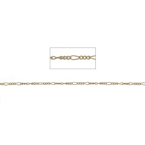 14kt Gold Filled, GF 1.5mm Figaro Chain, 3+1 Link Chain, 1 foot, 5 feet, Chain by the Foot, Machine Run, Permanent Jewelry, GF1631C