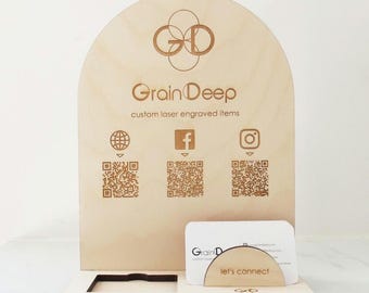 Card Display - Social Media QR Codes - Craft Show Sign - Vendor - Small Business Branding - Markets