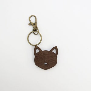 Cat Keychain - Wood Keychain - Purse Charm - Wood Project Bag Charm