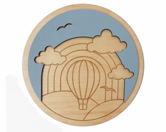 Wood Wall Art - Air Balloon Maple - 12"