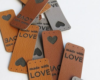 0.75 x 2 Custom Knitting Tags - Faux leather - Faux leather Knitting Tags