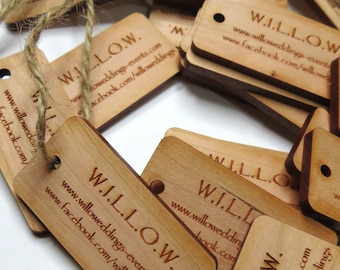 50 - 1 x 2 Custom Wood Tags - Custom Engraved Tags - Wood Gift Tags