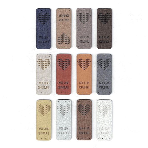 Custom Faux Leather Knitting Tags – Handmade With Love (0.75 x 2)